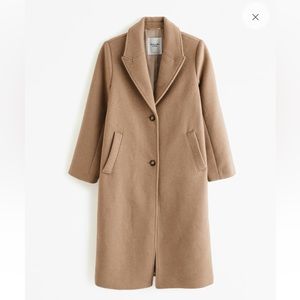 NWT Brown Abercrombie & Fitch Wool-Blend Tailored Topcoat in Petite Small